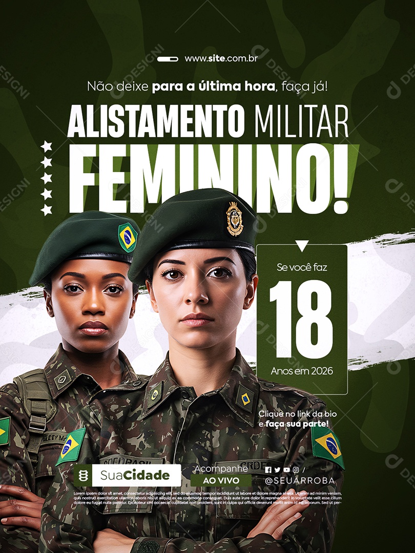 Recrutamento Militar Não Deixe para a Última Hora Faça Já Social Media PSD Editável