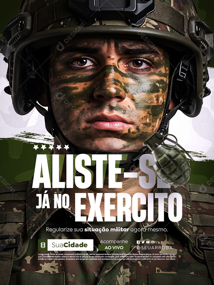 Recrutamento Militar Aliste-Se Já no Exercito Social Media PSD Editável
