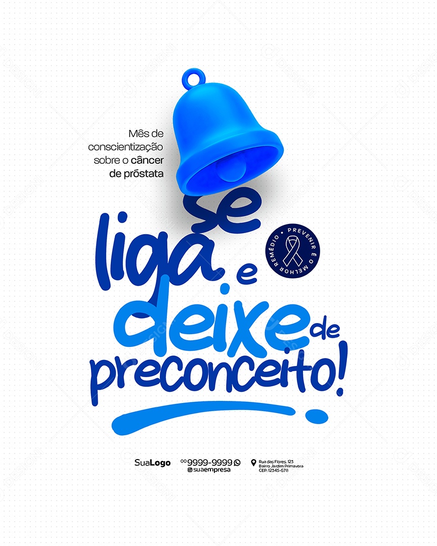 Novembro Azul Liga Se e Deixe de Preconceito Social Media PSD Editável