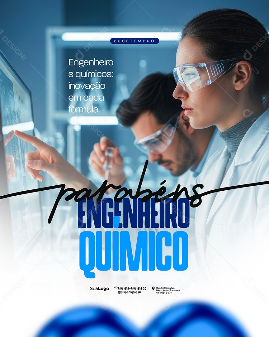 Dia Do Engenheiro Químico 20 De Setembro Parabéns Social Media PSD Editável