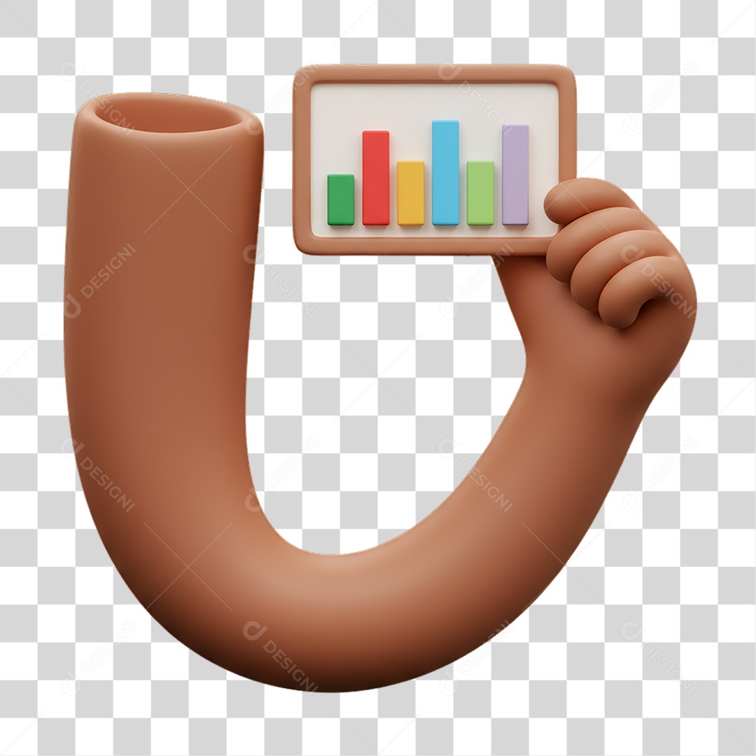 Elemento 3D Mão Segurando um Painel Gráfico PNG Transparente