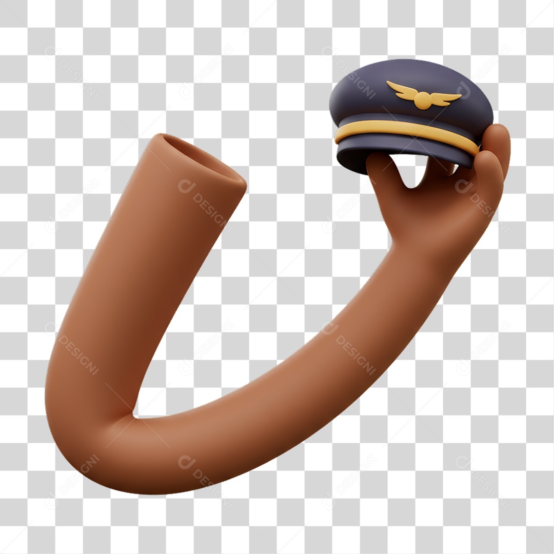 Elemento 3D Mão Segurando um Chapéu PNG Transparente