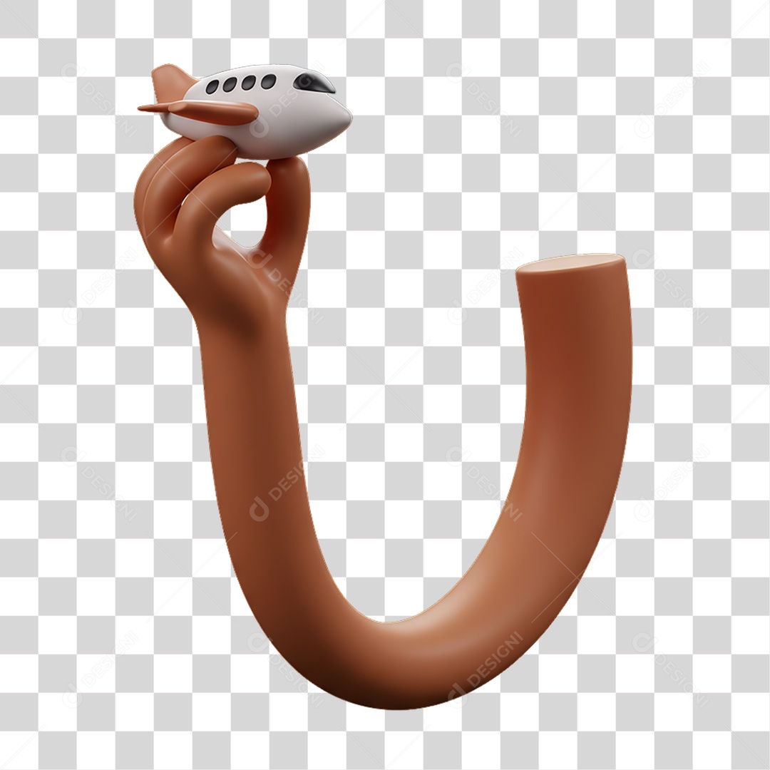 Elemento 3D Mão Segurando um Avião em Miniatura PNG Transparente