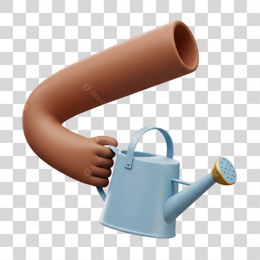 Elemento 3D Mão Segurando um Regador PNG Transparente