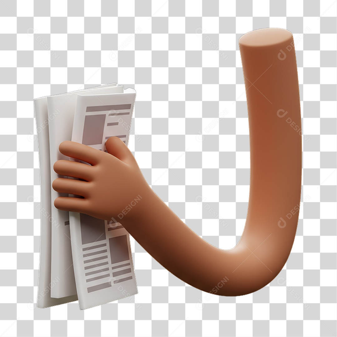Elemento 3D Mão Segurando um Jornal PNG Transparente