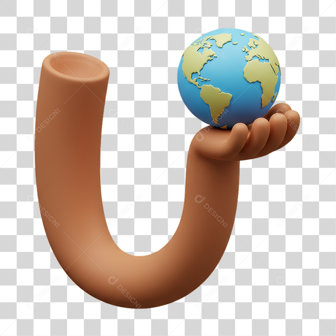 Elemento 3D Mão Segurando uma Miniatura da Terra PNG Transparente