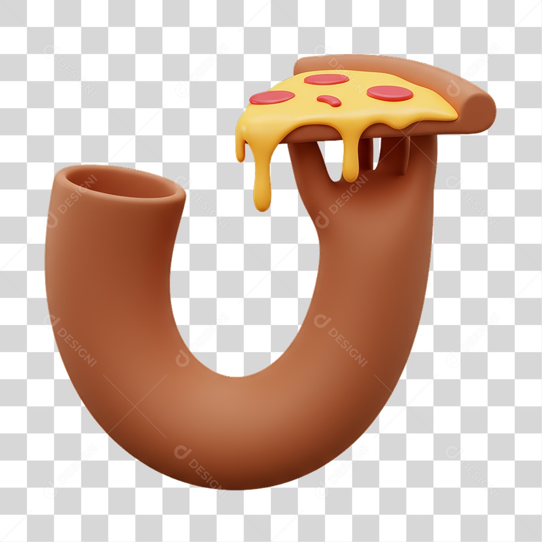 Elemento 3D Mão Segurando uma Fatia de Pizza PNG Transparente