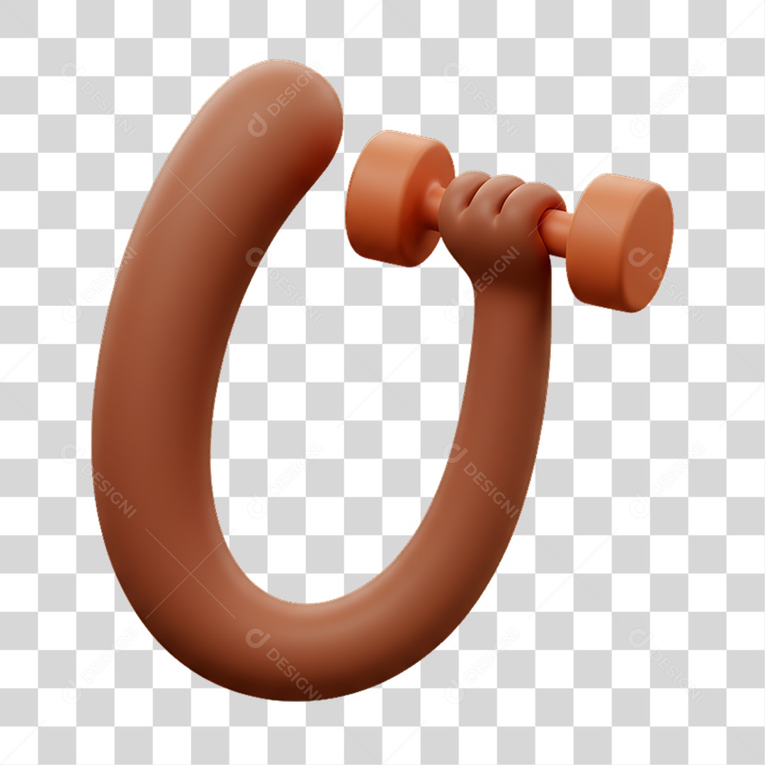 Elemento 3D Mão Segurando um Peso de Academia PNG Transparente