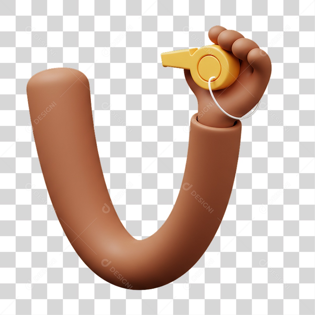 Elemento 3D Mão Segurando um Apito PNG Transparente