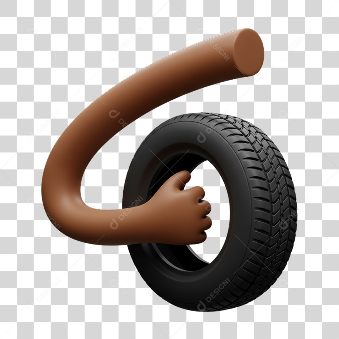Elemento 3D Mão Segurando um Pneu PNG Transparente