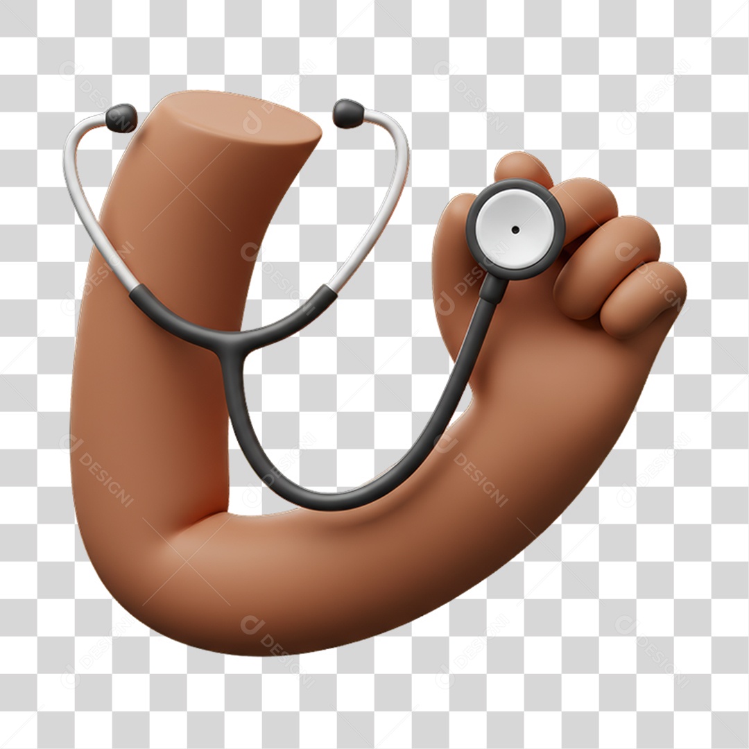 Elemento 3D Mão Segurando um Estetoscópio PNG Transparente