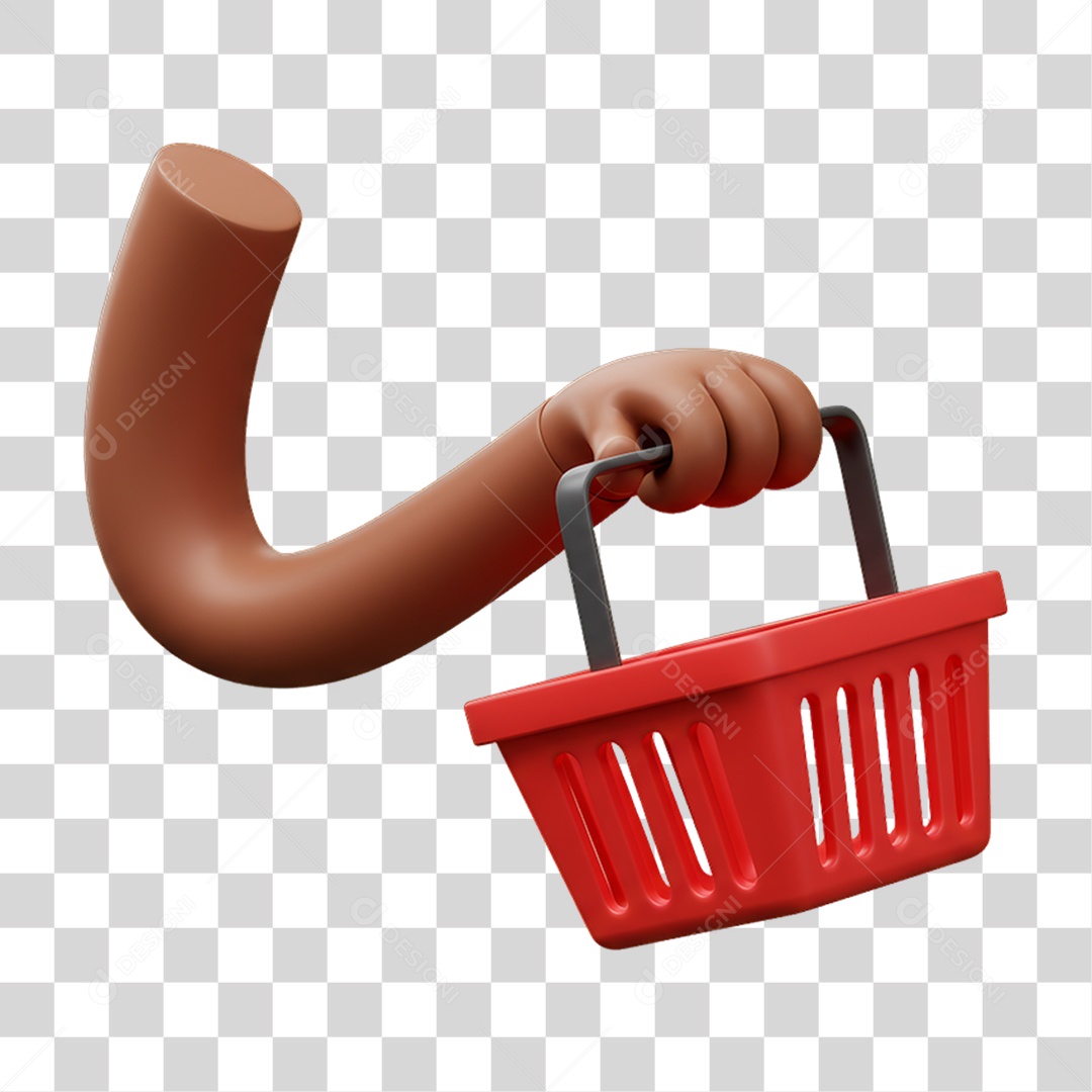 Elemento 3D Mão Segurando uma Cesta PNG Transparente