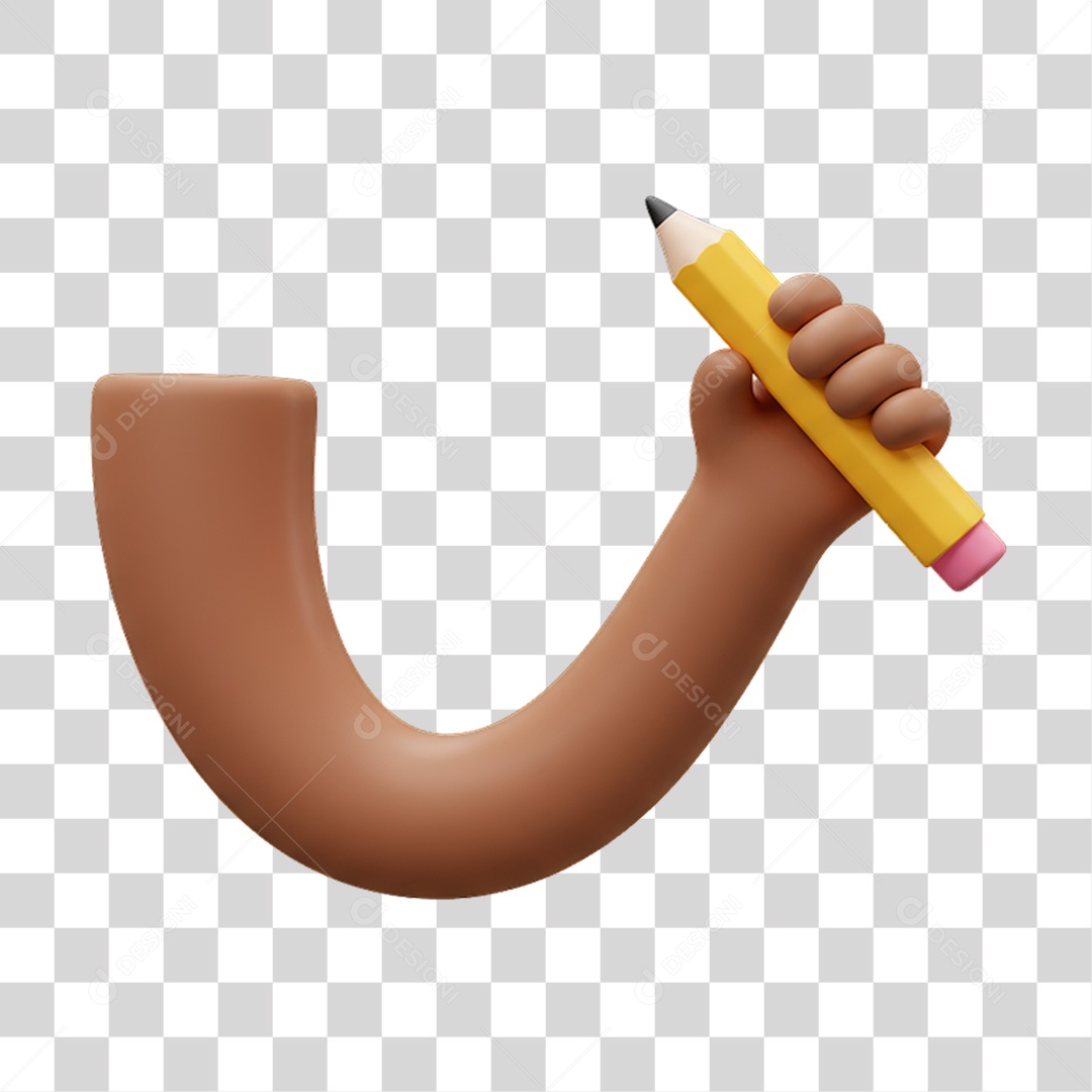 Elemento 3D Mão Segurando um Lápis PNG Transparente