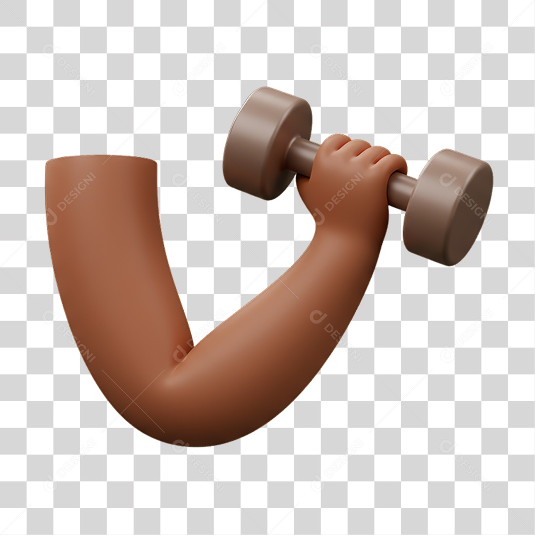 Elemento 3D Mão Segurando um Peso de Academia PNG Transparente