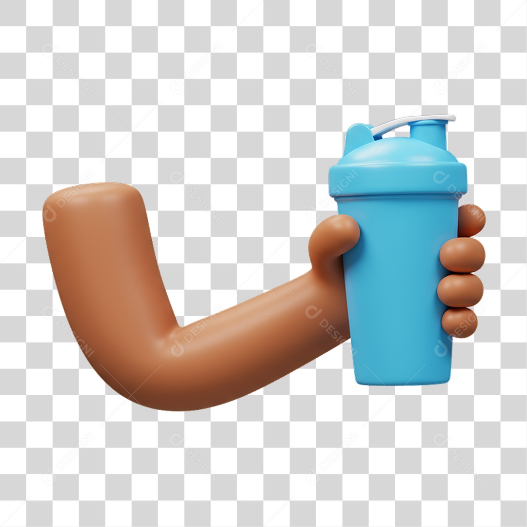 Elemento 3D Mão Segurando uma Coqueteleira PNG Transparente