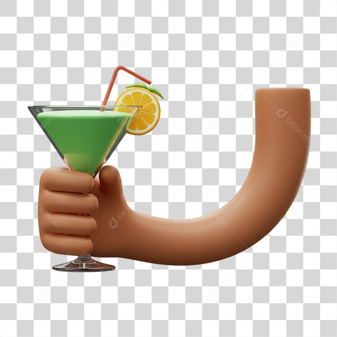 Elemento 3D Mão Segurando uma Taça de Bebida PNG Transparente