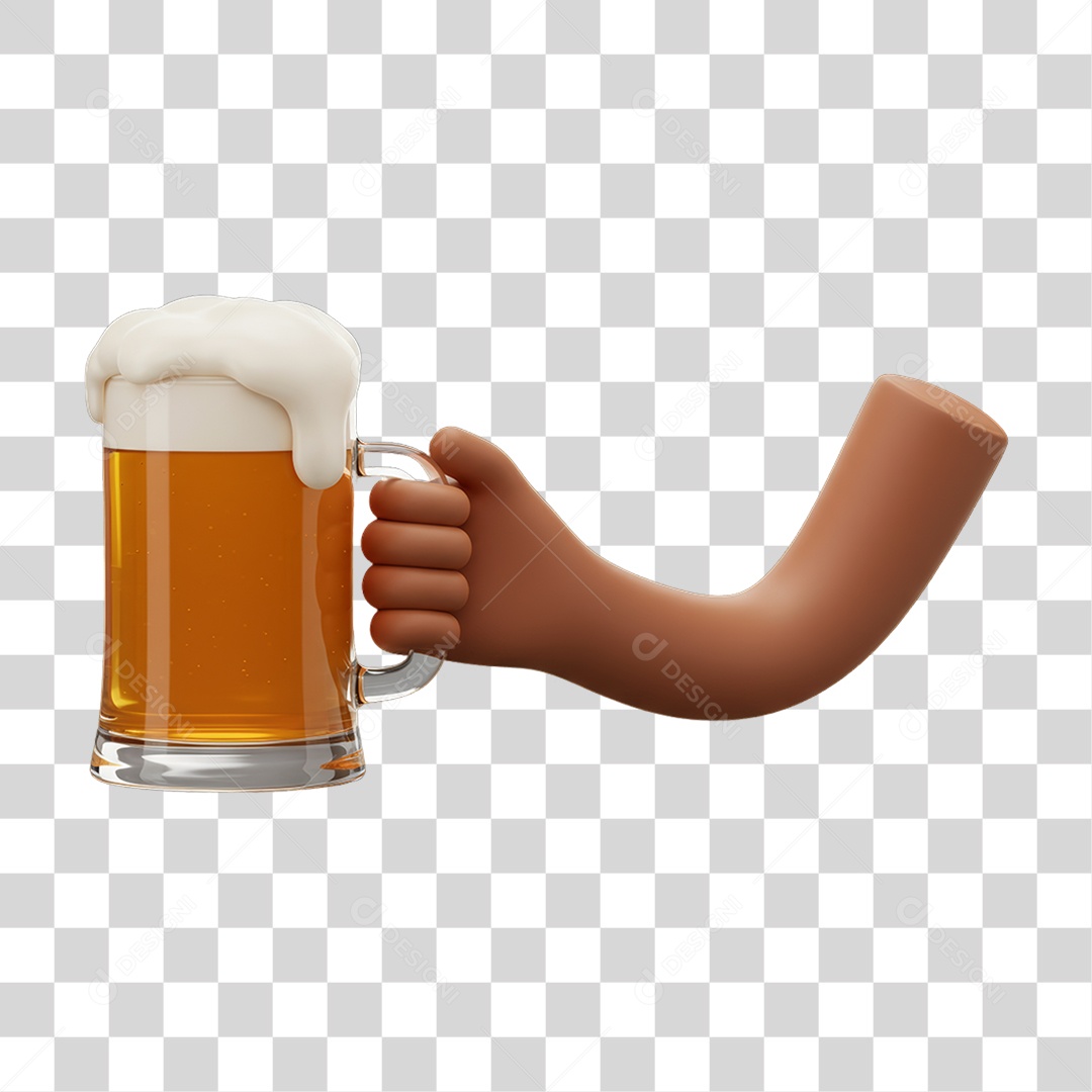 Elemento 3D Mão Segurando um Copo de Cerveja PNG Transparente