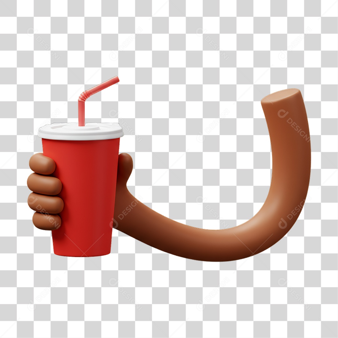 Elemento 3D Mão Segurando um Copo PNG Transparente