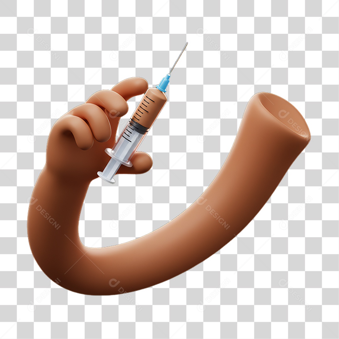 Elemento 3D Mão Segurando uma Seringa PNG Transparente
