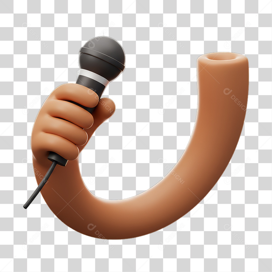 Elemento 3D Mão Segurando um Microfone PNG Transparente