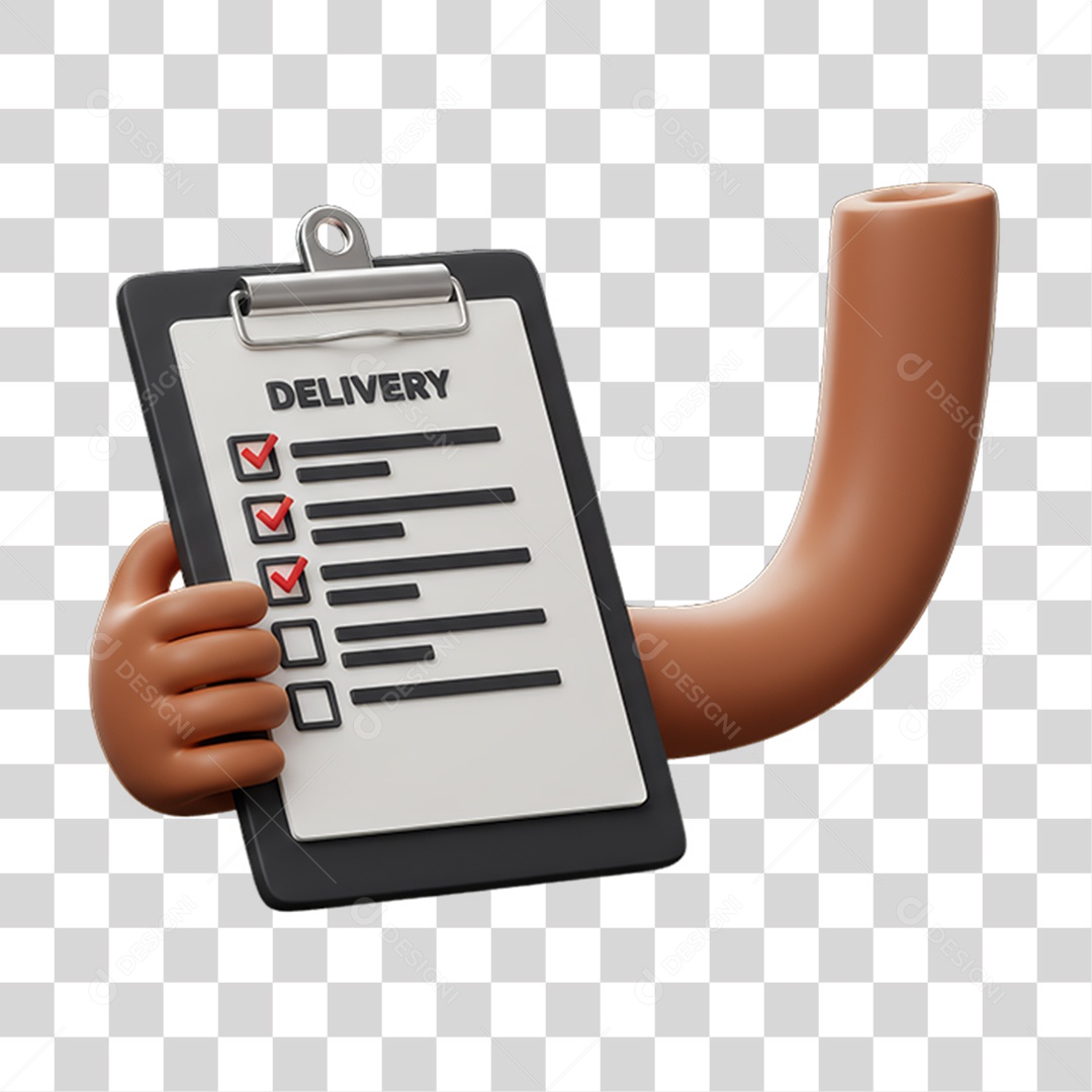 Elemento 3D Mão Segurando uma Prancheta PNG Transparente