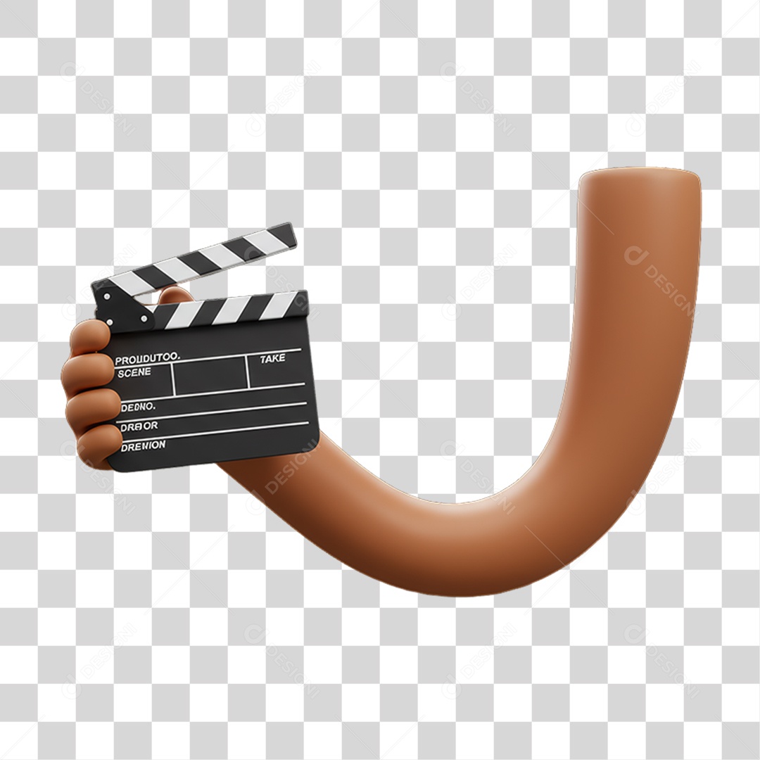 Elemento 3D Mão Segurando uma Claquete PNG Transparente