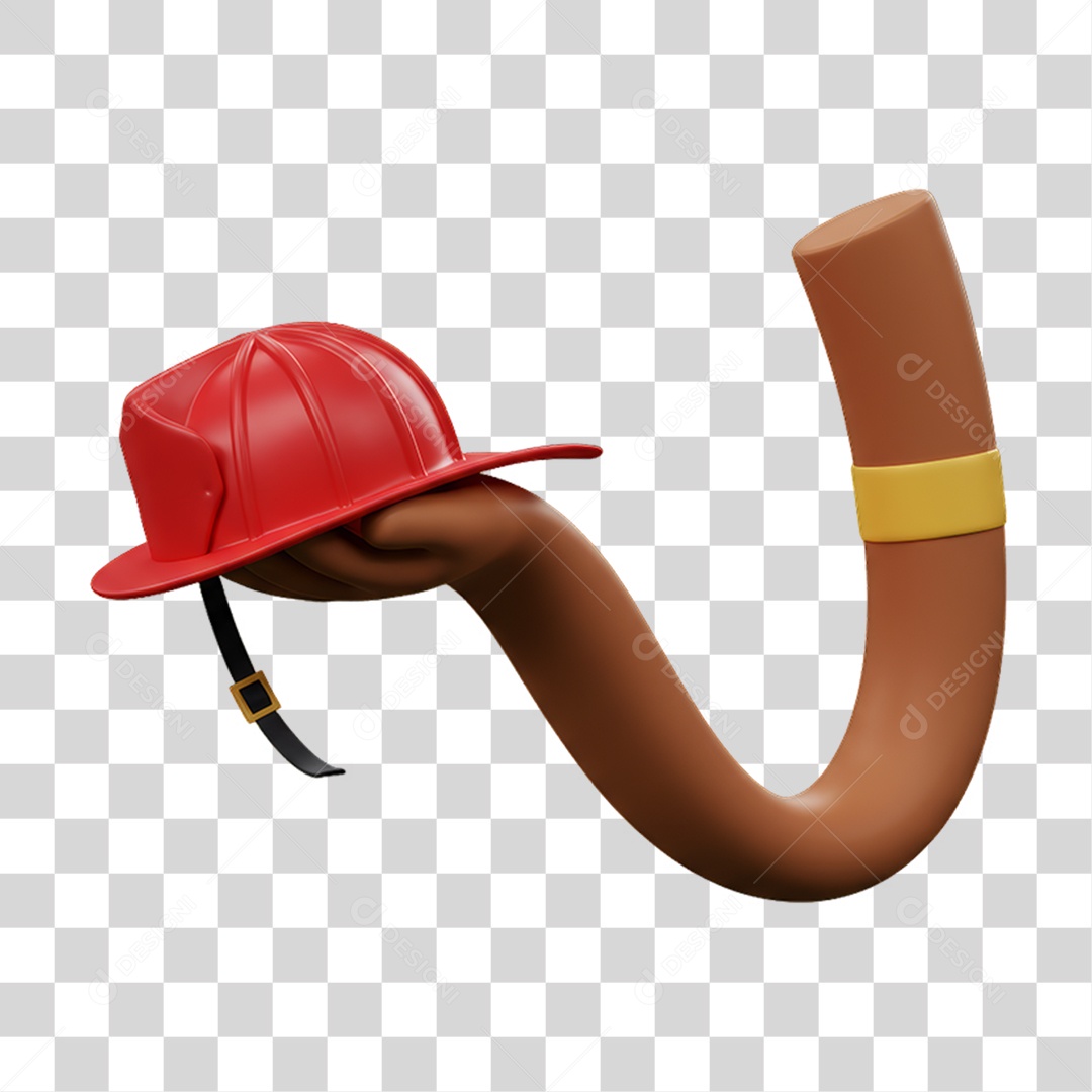 Elemento 3D Mão Segurando um Chapéu de Bombeiro PNG Transparente