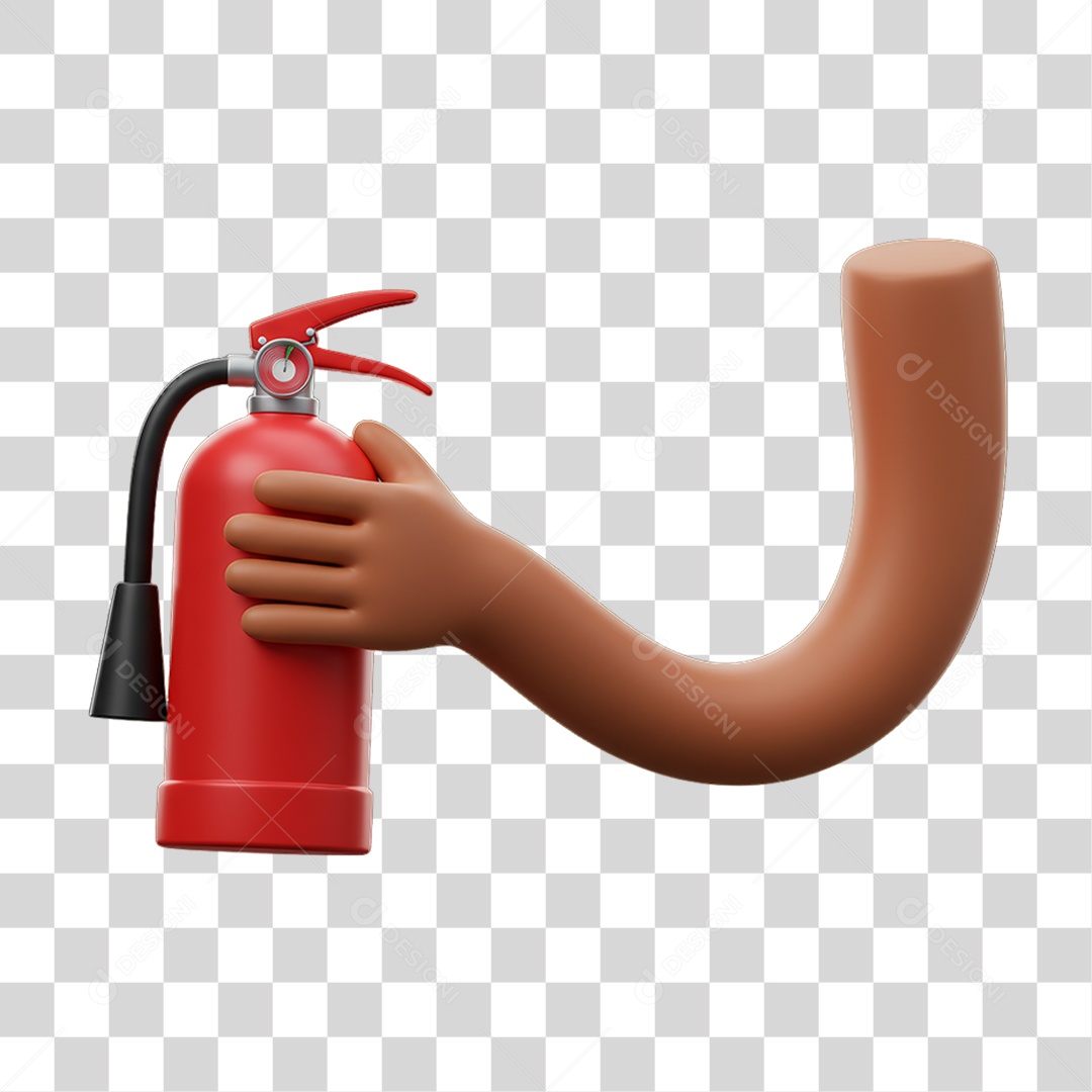 Elemento 3D Mão Segurando um Extintor PNG Transparente
