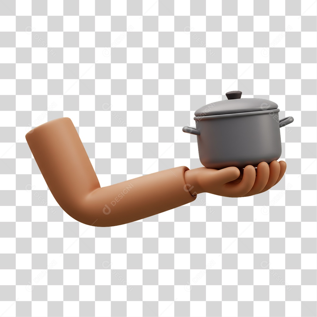 Elemento 3D Mão Segurando uma Panela PNG Transparente