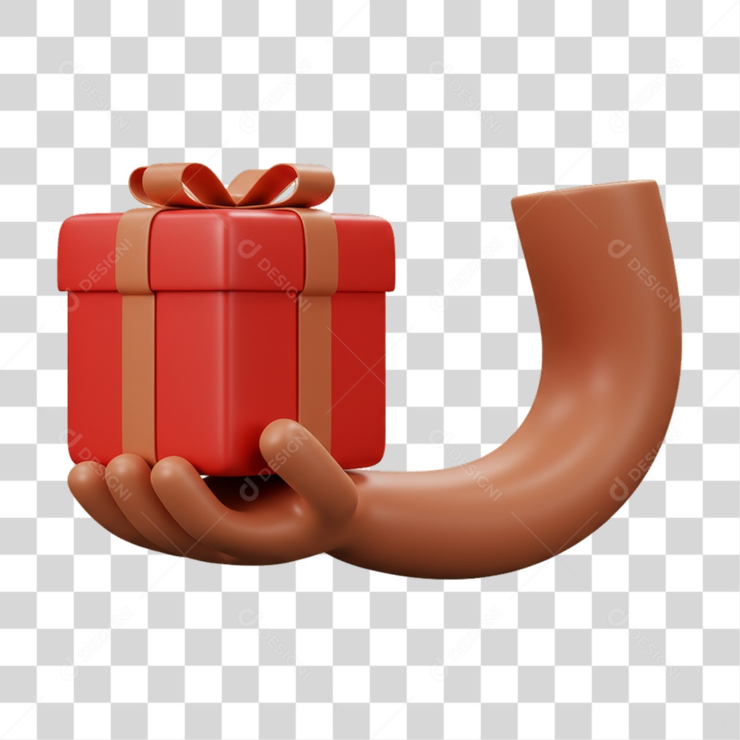 Elemento 3D Mão Segurando uma Caixa de Presente PNG Transparente