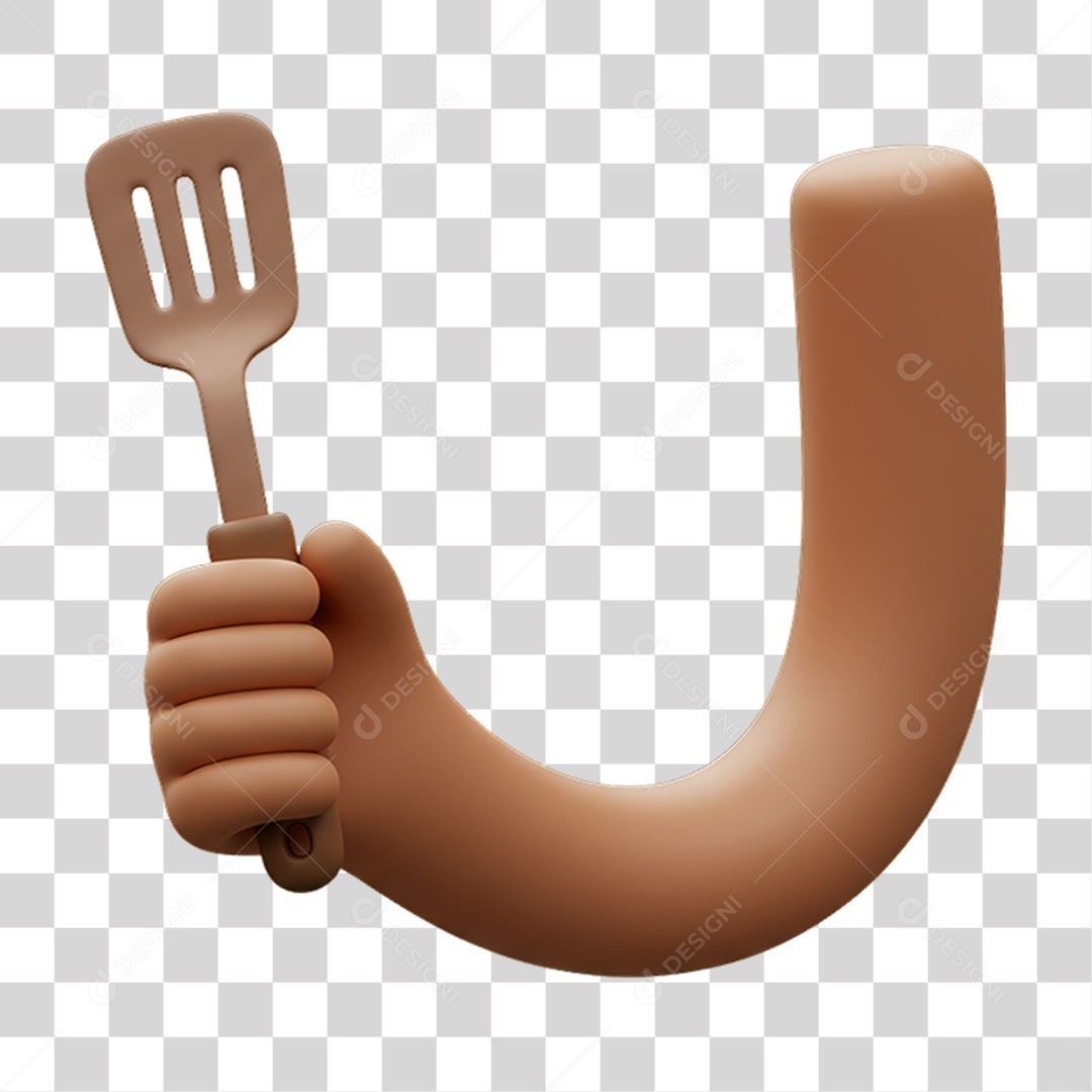 Elemento 3D Mão Segurando uma Espátula PNG Transparente