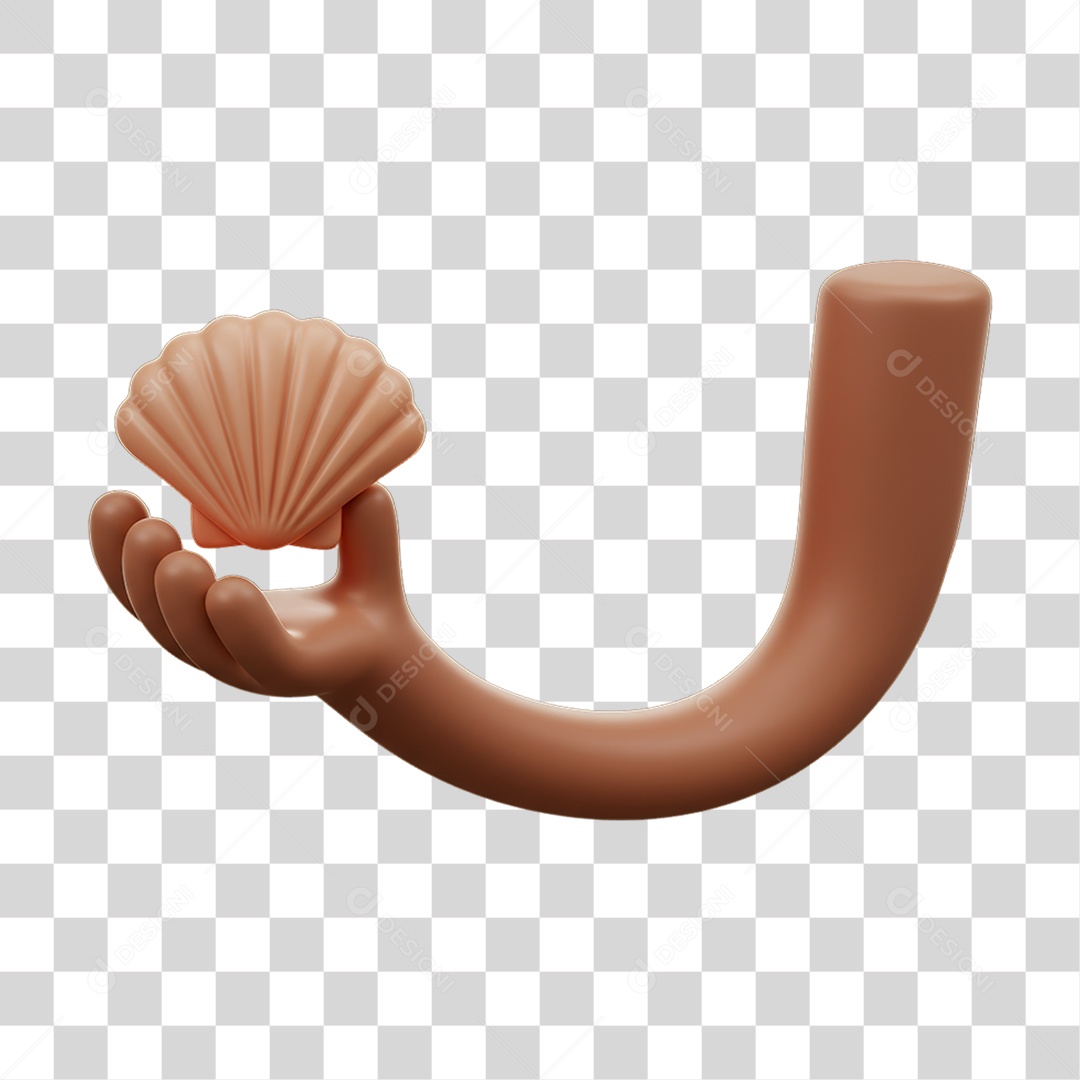 Elemento 3D Mão Segurando uma Concha PNG Transparente