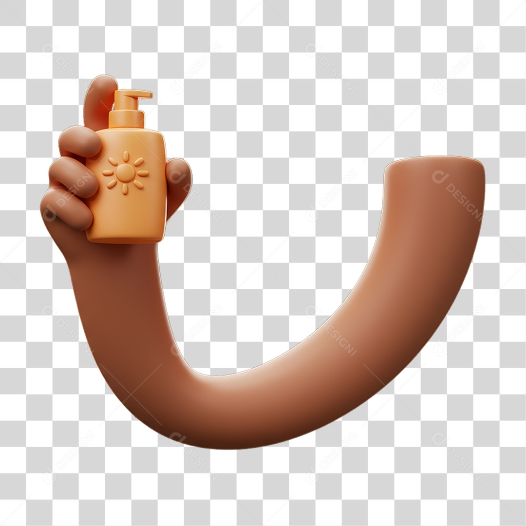 Elemento 3D Mão Segurando um Pote de Creme PNG Transparente
