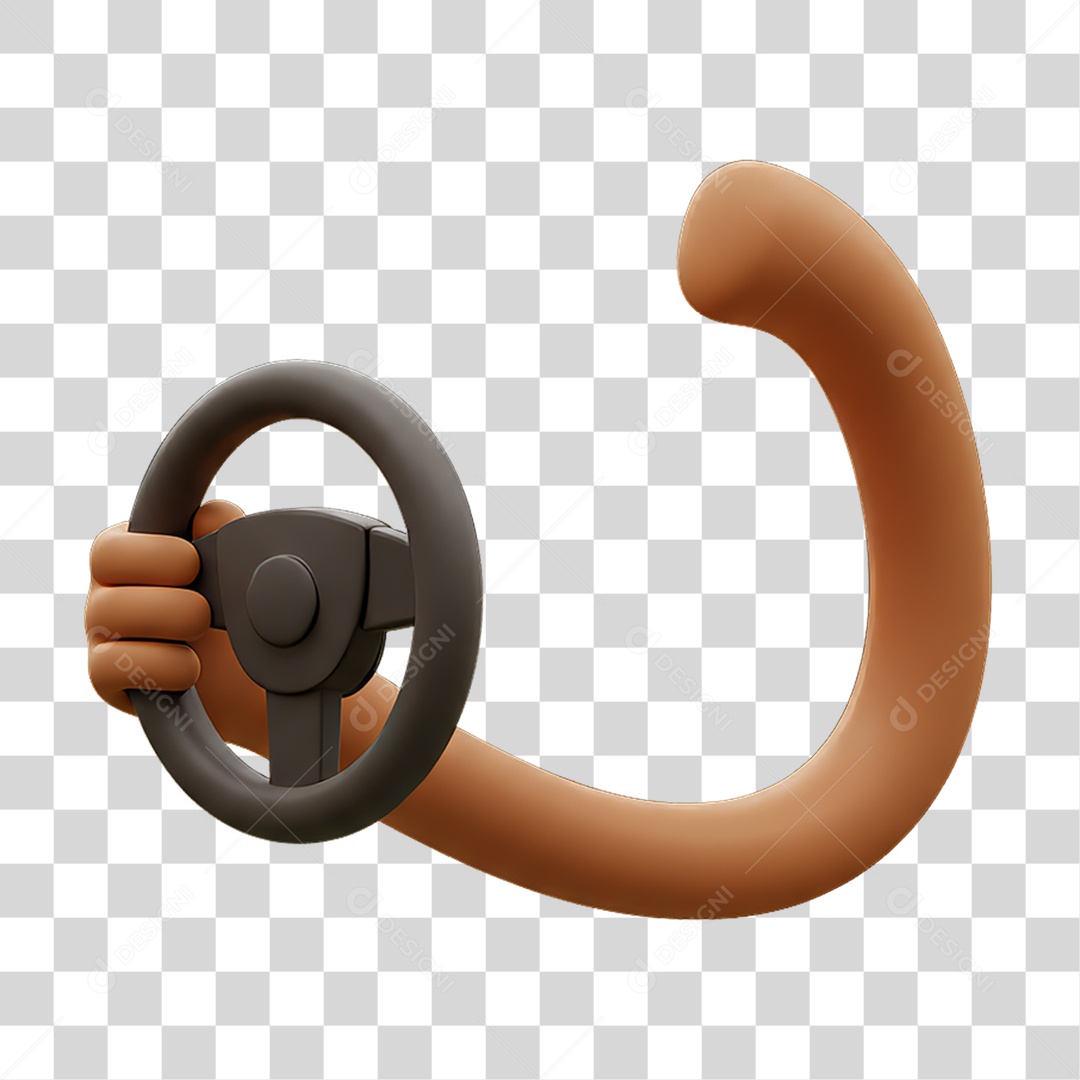 Elemento 3D Mão Segurando um Volante PNG Transparente