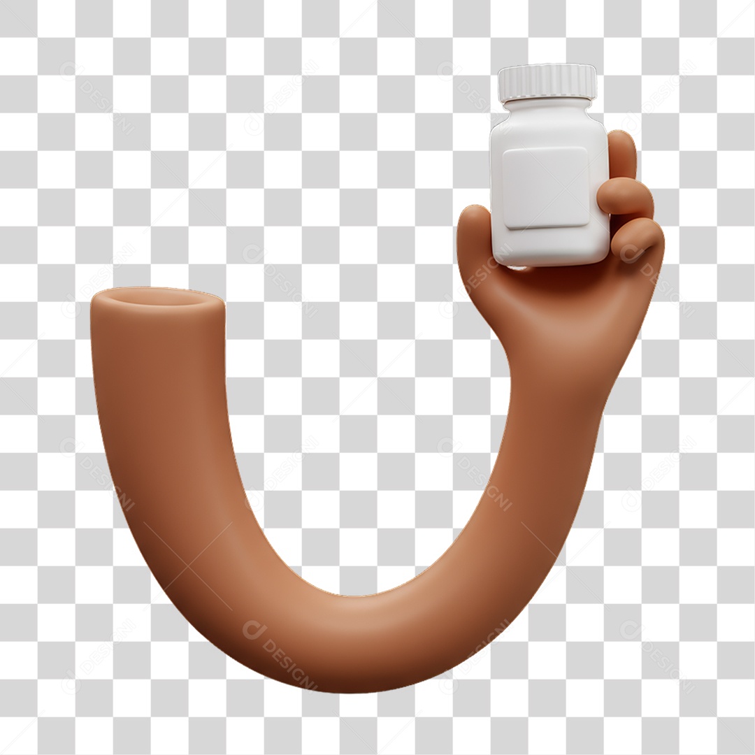 Elemento 3D Mão Segurando um Pote PNG Transparente