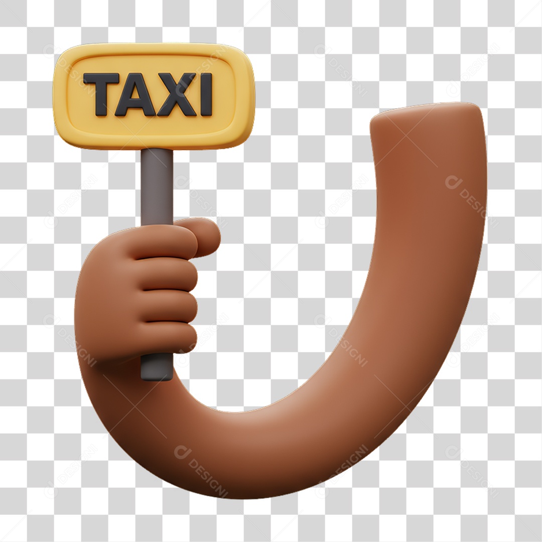 Elemento 3D Mão Segurando uma Placa de Taxi PNG Transparente