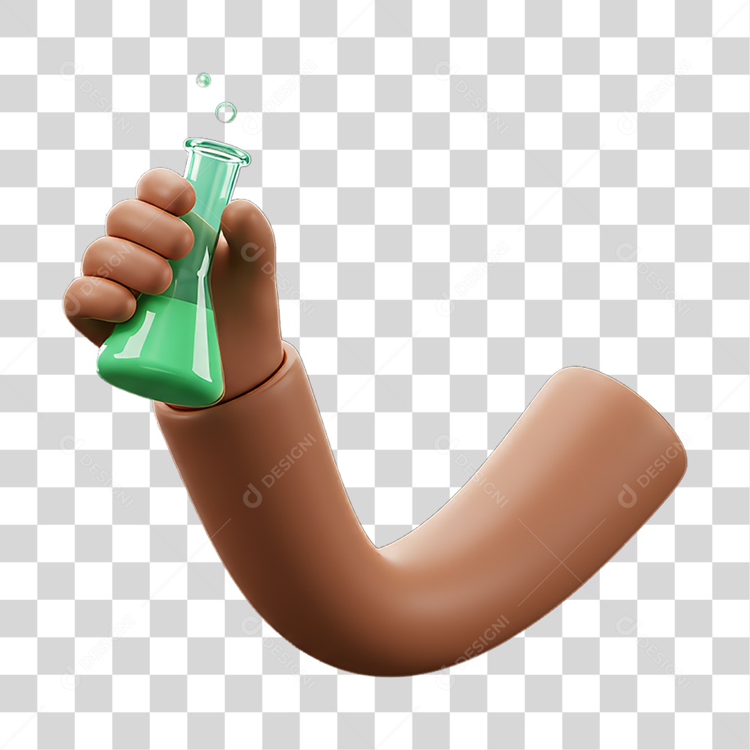 Elemento 3D Mão Segurando um Frasco PNG Transparente
