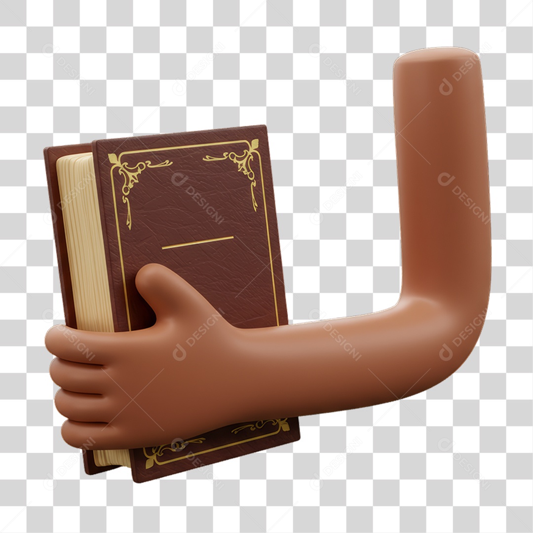 Elemento 3D Mão Segurando um Livro PNG Transparente