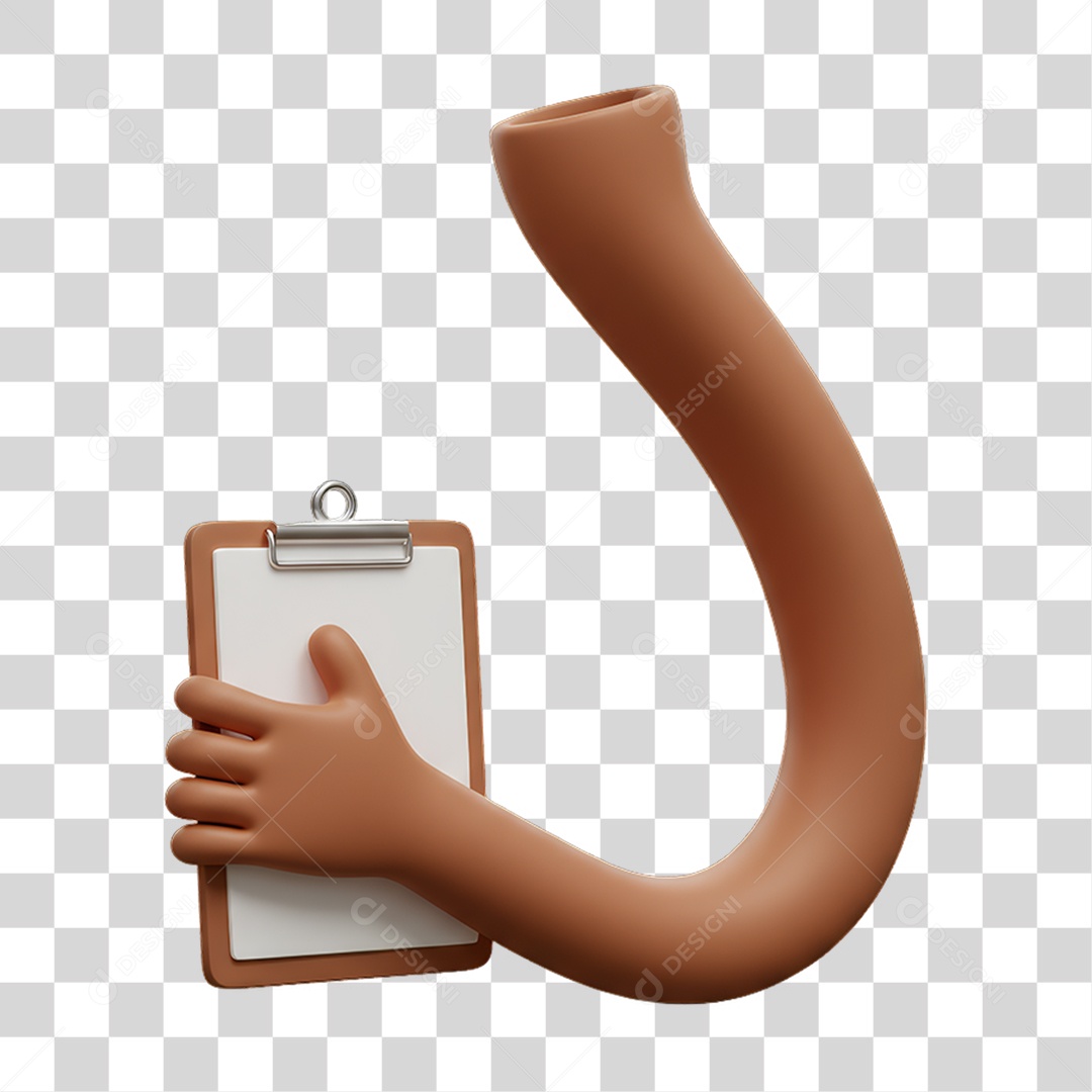 Elemento 3D Mão Segurando uma Prancheta PNG Transparente