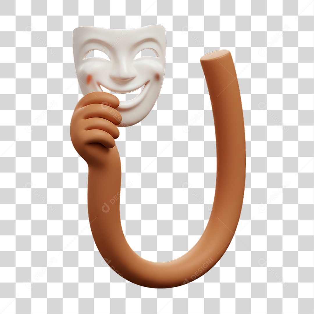 Elemento 3D Mão Segurando uma Máscara PNG Transparente