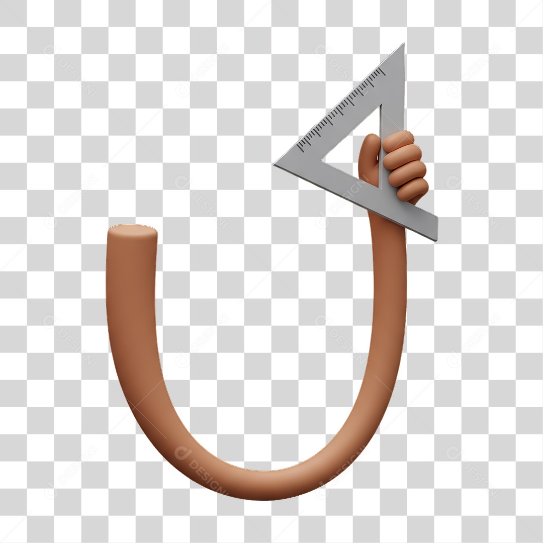 Elemento 3D Mão Segurando uma Régua PNG Transparente