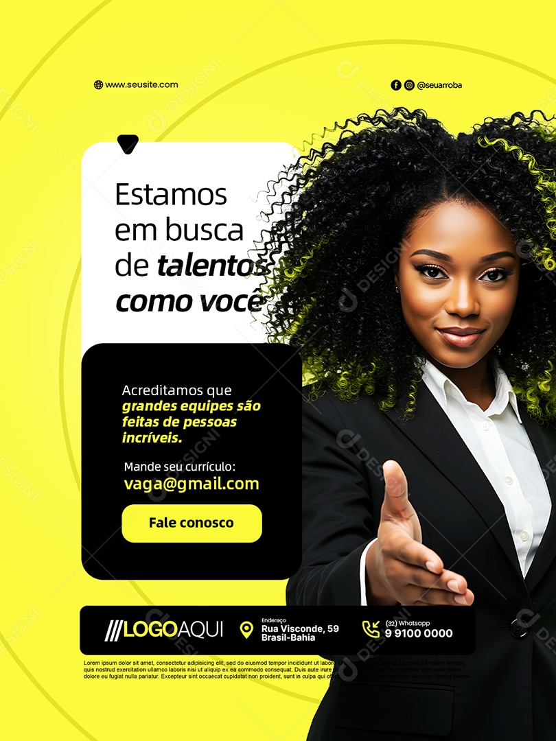 Vaga de Emprego Estamos em Busca de Talentos Como Você Social Media PSD Editável