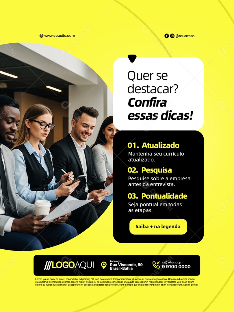Vaga de Emprego Quer Se Destacar Confira Essas Dicas Social Media PSD Editável