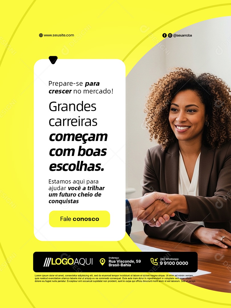 Vaga de Emprego Grandes Carreiras Começam com Boas Escolhas Social Media PSD Editávle