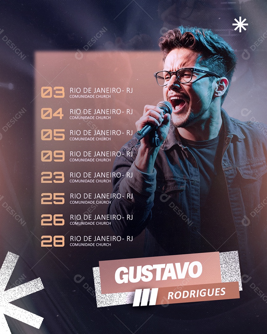 Gospel Agenda Gustavo Rodrigues Social Media PSD Editável