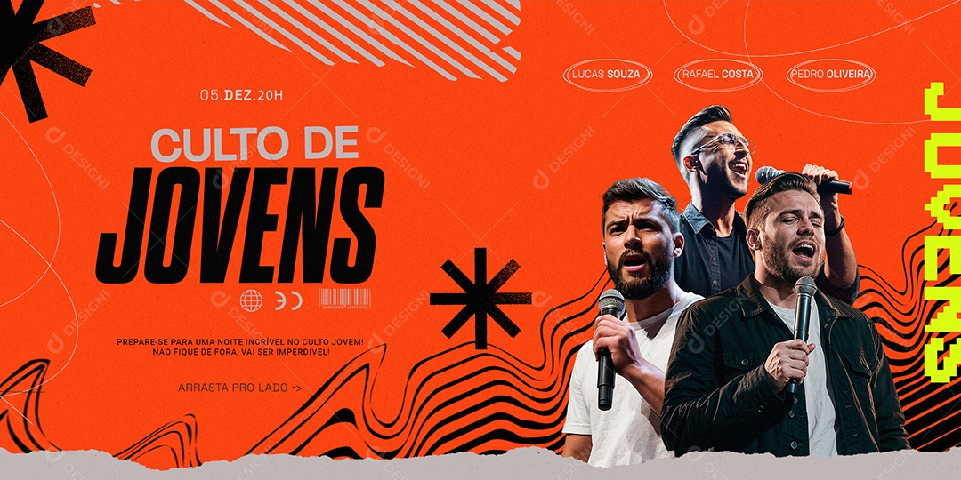 Gospel Carrossel Culto de Jovens Social Media PSD Editável