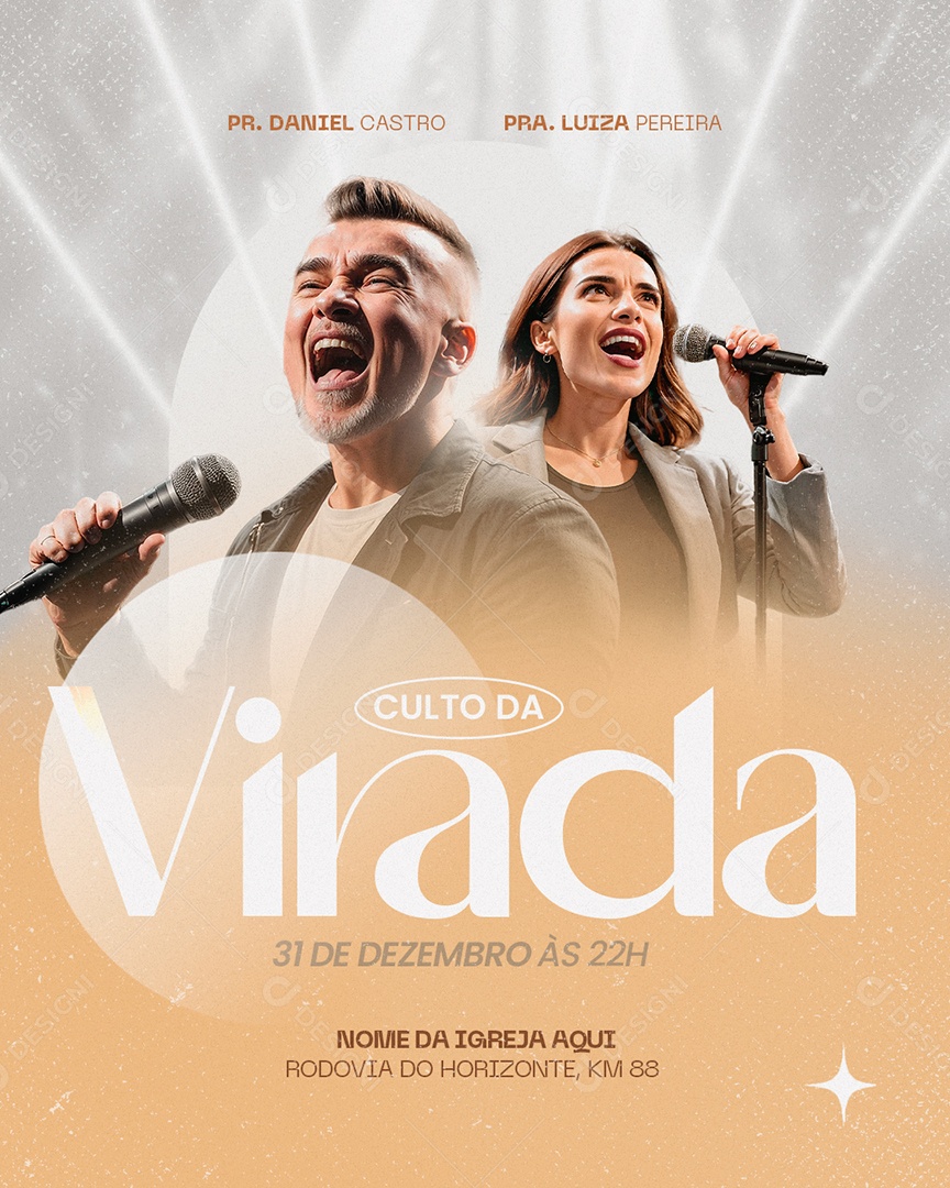 Gospel Culto da Virada Social Media PSD Editável