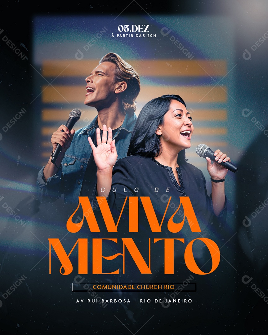 Gospel Culto de Avivamento Social Media PSD Editável