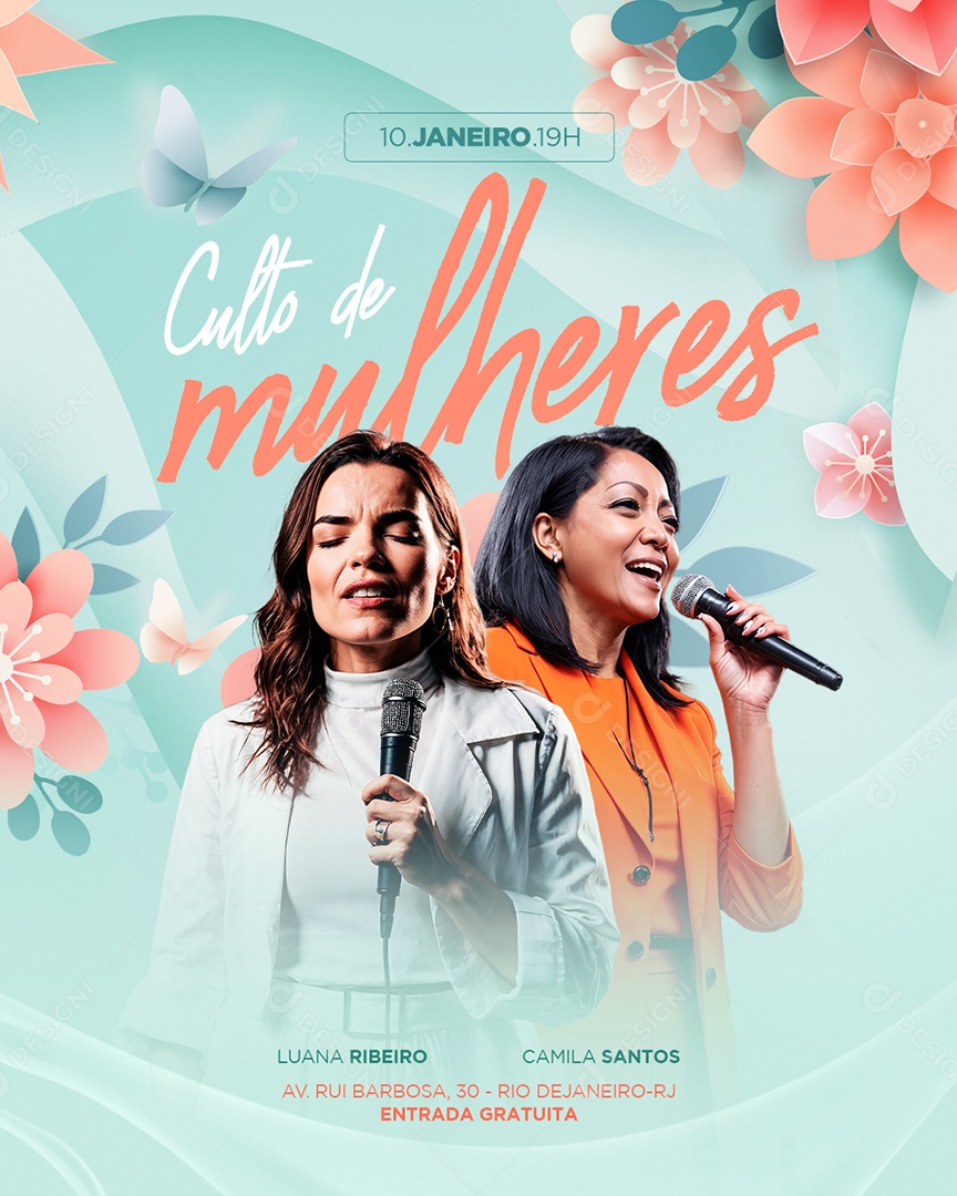 Gospel Culto de Mulheres Social Media PSD Editável