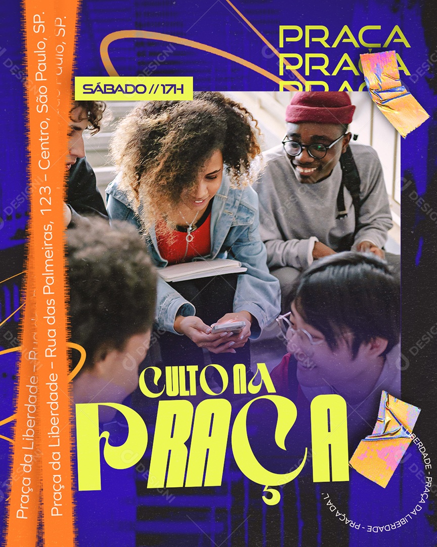 Gospel Culto na Praça Social Media PSD Editável